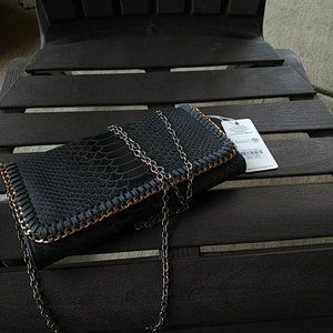 NWT- Faux Reptile Skin /Chain Clutch & Shoulder Purse